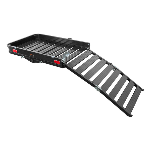 CURT 18112 50-Inch x 30-1/2-Inch Aluminum Hitch Cargo Carrier with Ramp, 2-Inch Receiver