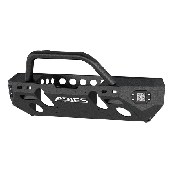 ARIES 2082084 TrailChaser Black Steel Jeep Wrangler JL Front Bumper with LED Lights and Winch Mount