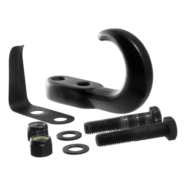 CURT 22411 Bolt-On Black Steel Tow Hook with Spring Clip, 10,000 lbs. Capacity