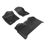 ARIES 2801009 StyleGuard XD Black Custom Floor Liners, Select Chevy Silverado, GMC Sierra 1500, 2500, 3500 Crew Cab, 1st, 2nd Row