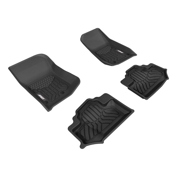 ARIES 2804609 StyleGuard XD Black Custom Floor Liners, Select Jeep Wrangler JK 2-Door, 1st and 2nd Row