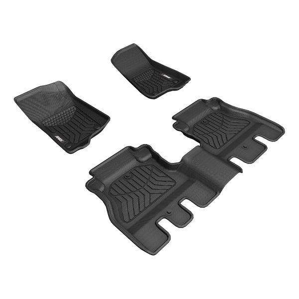 ARIES 2808509 StyleGuard XD Black Custom Floor Liners, Select Jeep Wrangler JL Unlimited, 1st and 2nd Row