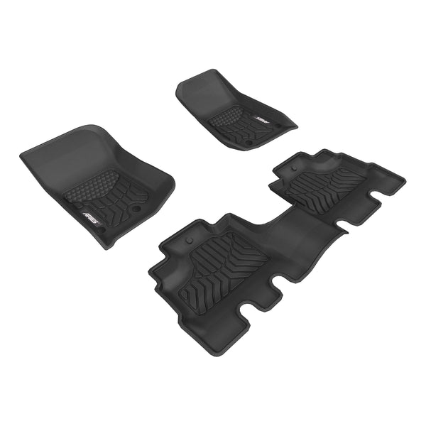 ARIES 2809109 StyleGuard XD Black Custom Floor Liners, Select Jeep Wrangler JK Unlimited, 1st and 2nd Row