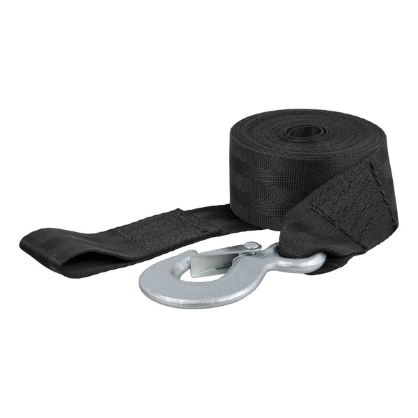CURT 29450 2-Inch x 15-Foot Nylon Winch Strap with Hook, 3,300 lbs.