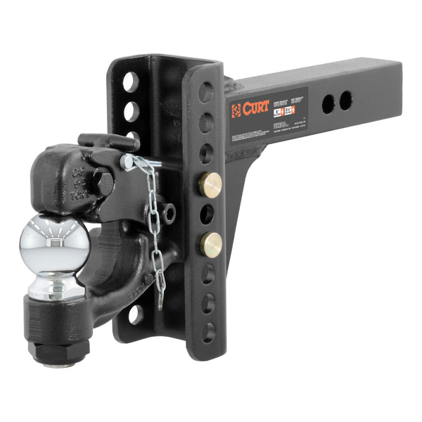 CURT 45907 Adjustable Pintle Hitch Combination, 2-In. Shank, 6-Inch Drop, 2" Ball, 13,000 Pounds