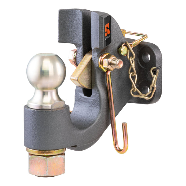 CURT 48411 SecureLatch 2-Inch Ball and Pintle Hitch Hook Combination, 20,000 Pounds, Mount Required