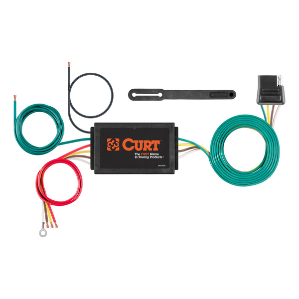 CURT 56187 Powered 3-to-2-Wire Splice-in Trailer Tail Light Converter with 4-Pin Wiring Harness