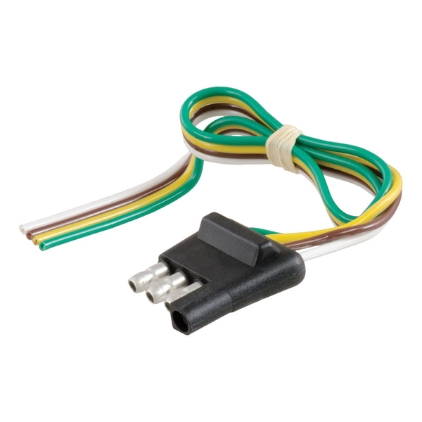 CURT 58031 Trailer-Side 4-Way Trailer Wiring Harness with 12-Inch Wires, 4-Pin Trailer Wiring