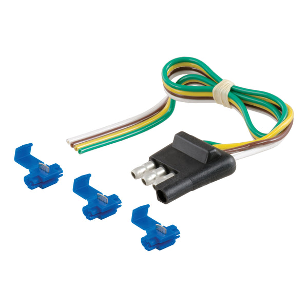 CURT 58033 Trailer-Side 4-Way Trailer Wiring Harness with 12-Inch Wires, 4-Pin Trailer Wiring