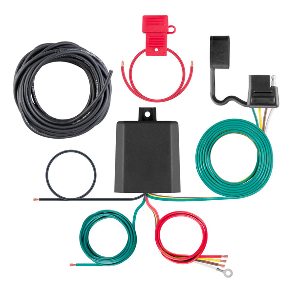 CURT 59496 Weather-Resistant Powered 3-to-2-Wire Splice-in Trailer Tail Light Converter Kit with 4-Pin Wiring Harness