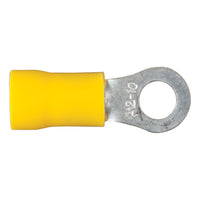 CURT 59531 12-10 Gauge Yellow Vinyl-Insulated Ring Terminal Wire Connectors, #10 Stud, 100-Pack