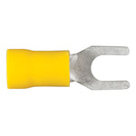 CURT 59631 12-10 Gauge Yellow Vinyl-Insulated Spade Terminal Connectors, #10 Stud, 100-Pack
