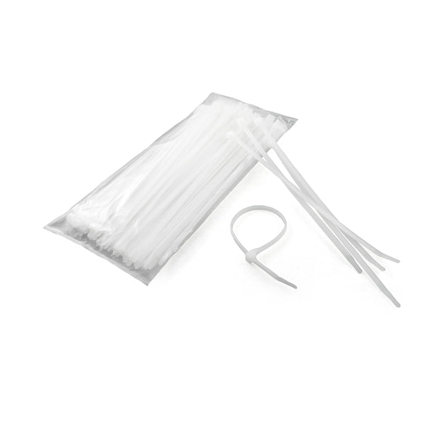 CURT 59728 Plastic Zip Ties, White, 7-1/4-Inch Long, Pack of 100