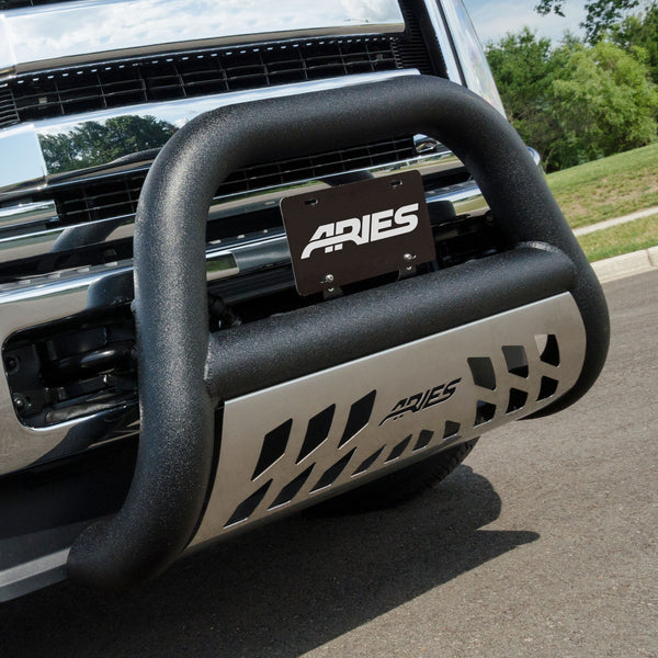 ARIES AL45-4013 Big Horn 4-Inch Black Aluminum Bull Bar, Select Chevrolet Silverado, GMC Sierra 2500 HD, 3500 HD